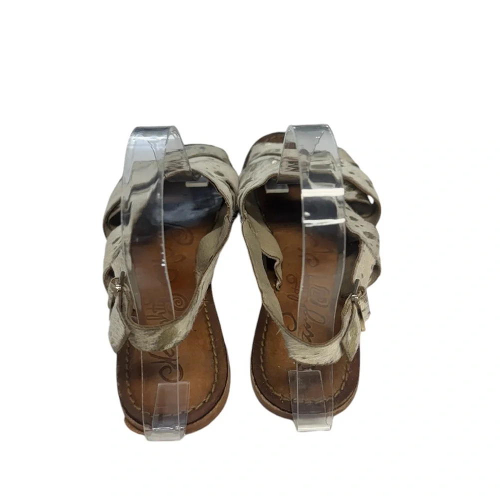 Naughty Monkey Leather Sandals with Pony Hair & Gold Accents Size 6.5